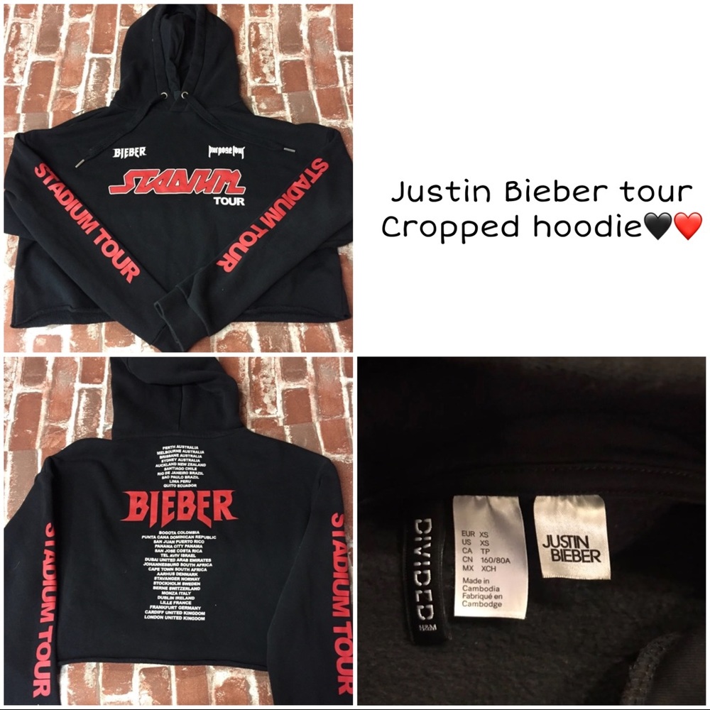 Justin Bieber tour cropped hoodie❤️🖤